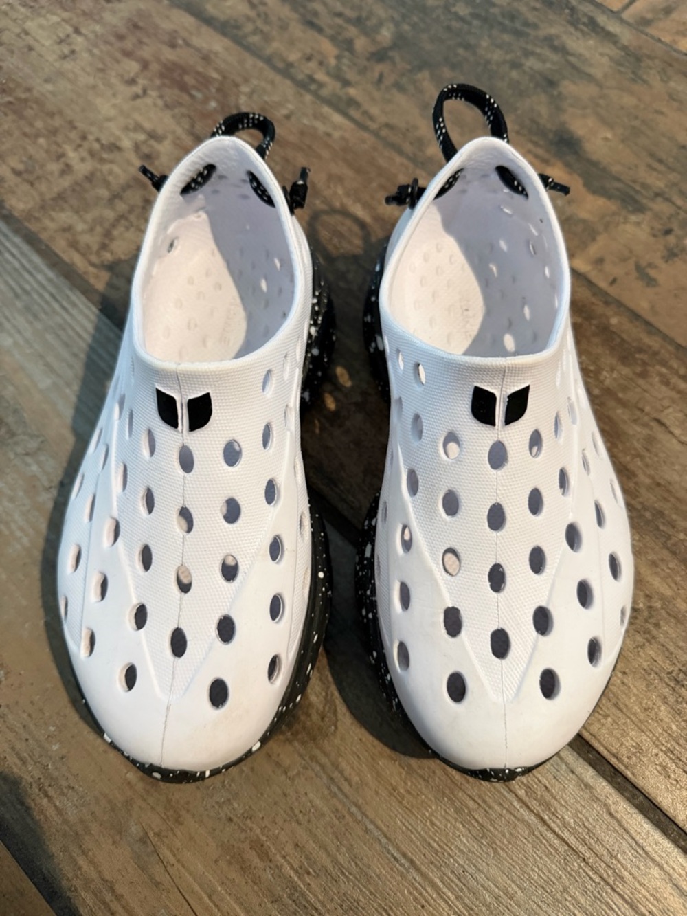 Kids White Water Shoes with Black Accents - Breathable Slip-On